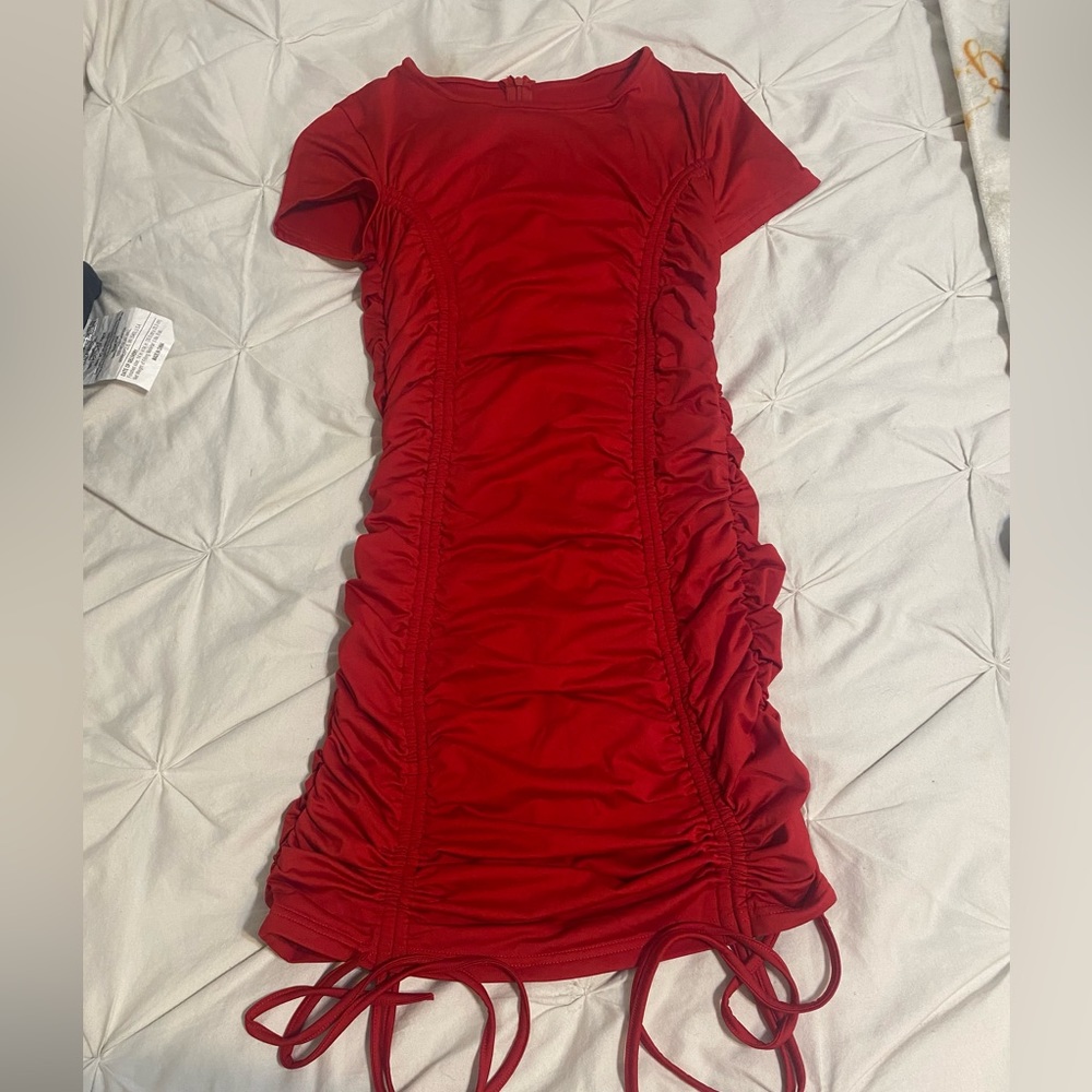 Red Amazon cinch dress size S